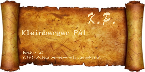 Kleinberger Pál névjegykártya